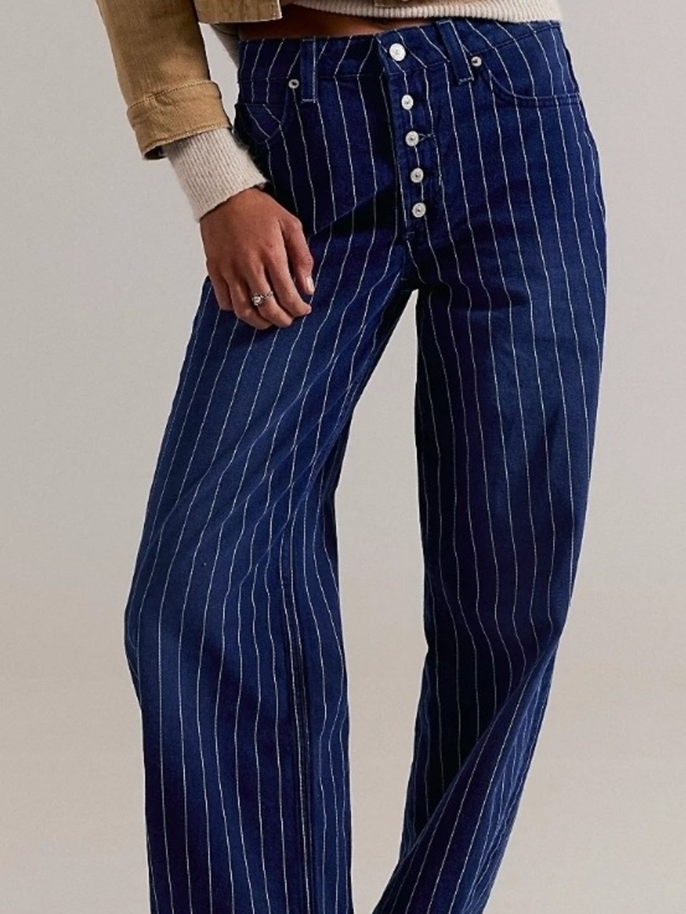 We The Free Nia Boyfriend Pinstripe Jeans Size 25 NWOT